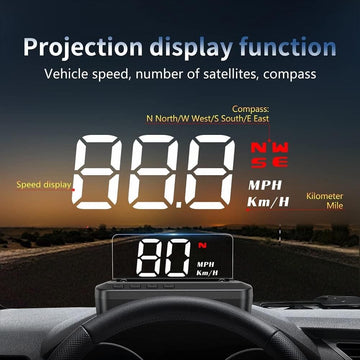 Car HUD Head up Display, G100 OBD GPS Car Electronics Projector Display, 3" Screen with Speed & Direction of Travel Information, Digital Car Speedometer Accessories For All Car/Vehicle - Imported from UK